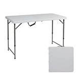 SDHYL 4ft Portable Picnic Table, Foldable Table for Indoor and Outdoor Dining Table,Utility Table Folding Camping Table,Fold-in-Half Card Table,Plastic Folding Table White