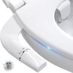 BYRISON Bidet for Toilet, Ultra-Slim Bidet Attachment with Dual Nozzle (Feminine/Posterior Wash), Adjustable Water Pressure, WC Toilet Seat Bidet with Brass Inlet and Metal Hose, Easy Installation