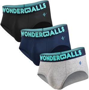 Wonderballs Men's Underwear Classic Briefs - Black/Gray/Navy, XXX-Large, Pack of 3 - Ultra-Soft Breathable Peruvian Pima Cotton & Modal Blend - Mens Underwear Briefs Comfort Fit