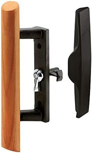 Prime-Line Products C 1095 Sliding Glass Door Handle Set, 3-1/2 in, Diecast & Wood, Black, Hook Style, Internal Lock