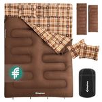 KingCamp Double Sleeping Bag with Pillow 4 Season, Sleeping Bags for Adult Kids Cotton Flannel Winter Lightweight Extra Large 2 Person for Camping Backpacking Hiking Indoor Outdoor