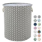 LUFANCY 63L Large Laundry Basket with Lid, Collapsible, Waterproof Laundry Hamper with Rope Handle for Kids Toys Room, Bedroom, Clothes, Gift Basket with Stylish Drawstring Closure (Grey Arrow)