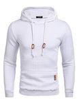 COOFANDY Mens Pullover Hoodies Casual Hipster Long Sleeve Drawstring Waffle Knit Hooded Sweatshirts White