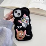 RYCORE Cartoon Design 3D Cute Soft Silicone Back Case Cover with Precise Camera Cuts and Extra 360 Coverage Protection Shockproof Cover Compatible for iPhone 15 - Black