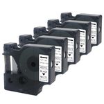 BOYEEZON 5-Pack 45013 Tape Compatible for DYMO D1 Label Maker Tape Refills 45013 S0720530 1/2 Inch Black on White for DYMO LabelManager 160 210D 260P 280 360D 420P 450D, 23 Feet