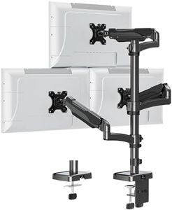 ErgoFocus Triple Monitor Mount Fits Max 32" Computer Screen, Holds up to 17.6lbs Each Arm, Gas Spring 3 Monitor Desk Mount, Triple Stand with Tilt Swivel Rotation, VESA Mount 75/100mm