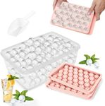 HomeCloud Round Ice Cube Trays (33x3=99Cubes) - Perfect for Chilled Drinks | Complete Set with 3 Packs of Pink Trays, Ice Bin with Lid and Scoop - BPA Free, Easy Release & Stackable (Pink)