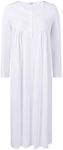 Joyaria Womens Plus Size Winter Cotton Flannel Long Sleeve Nightgown(White,XXL)