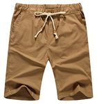 Sailwind Men's Linen Shorts Casual Drawstring Summer Beach Shorts US Small Dark Khaki