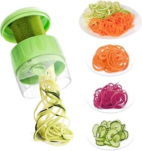 Handheld Spiralizer, 3-in-1 Spiralizer for Veggie Noodles with Comfort Grip, Durable Stainless Steel Blades, Perfect for Zucchini, Carrots, & More, Portable Kitchen Tool (Green)
