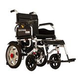 Evox WC-102ME Electric Foldable Wheel Chair with Joystick - With Lead-acid Battery Driving Range 12-15 KM per Charge (24V 12AH Double Battery)- 100kg Weight Bearing Capacity - Aluminium & Mag Alloy Wheel with Shocker/Suspension & Parking Break, Adjustable & Detachable Foot Rest, Runs on 6-9 Degree Slope - Suitable for Any Age Group