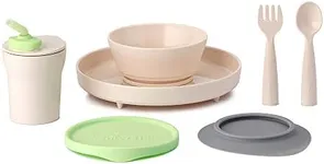 Miniware Little Foodie Set with Cereal Bowl, Sandwich Plate, My First Cutlery Set, 1-2-3 Sip Cup, and Detachable Suction Foot for Baby Toddler Kids | BPA Free (Vanilla + Key Lime)