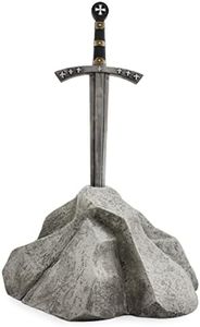 Esterno Sword in Stone Garden Statue (17x10x11 Inches), Arthurian Legend Yard Ornament Decor, Gray