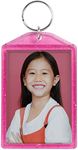 Snapins Hot Pink 2" x 2.875" Translucent Sparkle Photo Keychains - Pack of 50