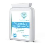 Vitamin D3 4000 IU Tablets, 1 Year Supply - 365 Easy to Swallow high Strength Micro-Tablets - Vegetarian Vitamin D Supplement to Boost The Immune System and Support Bone Health - Made in The UK