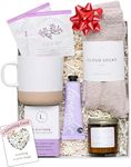 Unboxme Lavender Spa Gift Set - Relaxation Gifts For Women - Get Well Soon Gift Basket with Scented Candle, Bath Bomb, Soap