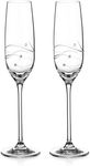 DIAMANTE Champagne Flutes Crystal Prosecco Glasses Pair Hand Cut and Embellished Crystals- ‘Moda Spiral' Collection Cut Crystal - Set of 2 …