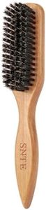 100% Boar Bristle Slick Back Hair Brush | Natural Peach Wood Handle | Restores Shine, Controls Frizz, Smooths Flyaways | Teasing Adds Volume Styling Tool | For Sleek Ponytails, Buns & Beard Grooming