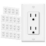 ELECTECK 20 Pack Decorator Outlet 15 Amp, Electrical Duplex Receptacle with Wallplate, Non-Tamper-Resistant, Residential and Commercial Grade, Self-Grounding, UL Listed, White