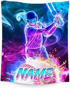 Baseball Blanket for Boys, Custom Kids Blankets, Personalized Sports Gifts with Name, Soft Fleece Throw for Men & Adults, 60"x80"