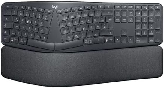 Logitech ERGO K860 Wireless Ergonomic Keyboard - Split Keyboard Layout, Wrist Rest, Natural Typing, Stain-Resistant Fabric, Windows/Mac, Bluetooth + USB, Windows/Mac, QWERTY UK English Layout - Grey
