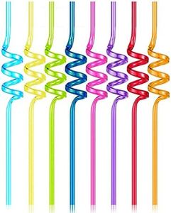 10 Pcs Spiral Reusable Plastic Straws Long Drinking Straws for Mason Jar Tumbler Cups Party Favors, Mixed Color