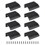 Morobor Black Mini Finger Edge Pull, 8pcs Concealed Handle Modern Style Drawer Handle, Radian Edges Aluminum Alloy Invisible Wardrobe Knobs for Cabinet Hardware Drawer/50mm