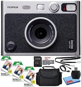 Fujifilm Instax Mini EVO Hybrid Instant Film Camera (Black) (16745183) Bundle with 60 Instant Film Sheets + 32GB Memory Card + Small Padded Case + SD Card Reader + Microfiber Cleaning Cloth