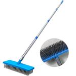 Xifando 65" Long Handle Pool Brush - Heavy Duty Stainless Steel Wire Bristle Scrubber for Concrete Floor, Patio, Swimming Pool - 45° Angled Head, Long Handle Deck Broom