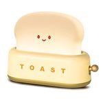 QANYI Small Table Lamp, Cute Toast Bread LED Bedroom Nightstand Light with Timer and Rechargeable, Cool Birthday Gift for Baby Kids Children Girls Boys