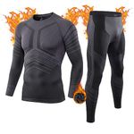 MEETWEE Men Thermal Underwear Sets, Long Sleeve Base Layer Compression Sets, Long John, Tops & Bottom Suit, Quick Dry Winter Skiing Running Grey