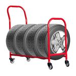 ExGizmo Rolling Tire Rack,2 in 1Metal Tire Storage and Transport Trailer,42x36x18inch Heavy Duty Tire Holder,Mobile Tire Storage Shelf Cart with 4 Wheel