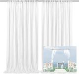 EMART White Backdrop Curtains, 3 X 3m /10 X 10ft Tulle Chiffon Fabric Drape for Parties Wedding Stage Decoration, Soft Smooth Background Cloth for Baby Shower Photography Birthday Photo Photoshoot