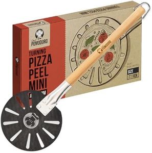 Chef Pomodoro - Pelle Pizza Ronde Avec Manche En Bois Extensible | Pelle a Pizza En Aluminium Anodisé INOX - Spatule Cuisine pour Tourner vos Pizzas, Crèpes, Steaks, Tarte etc (17,8 cm)