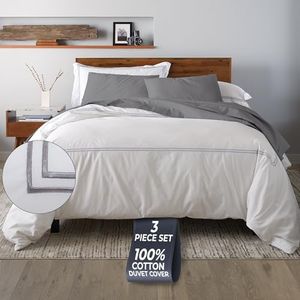 Ella Jayne California King Duvet Cover (3 Pieces), 100% Cotton Percale, King/Cali King, Breathable & Lightweight Cal King Duvet Cover (1 Piece) 106 x 90 Inches with 2 Pillow Shams (Stone Design)