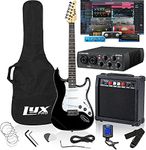 LyxPro Full Size Electric Guitar Black with 20w Amp Package with Presonus AudioBox 96 USB 2.0 Audio Interface Studio Bundle with Studio One Artist Software Pack