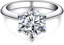 Moissanite Engagement Solitaire Rings for Women Promise Wedding Band Radiant Round Cut 1ct Anniversary Sterling Silver Rings Jewelry Gifts (8.5)