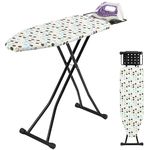 LIWSHWZ Ironing Board with Sturdy Steel Frame and Thick Pad, Heat Resistant Cover Iron Board, 12 x 36 Inches 6 Levels Height Adjustable for Home Laundry (Color Polka Dots)