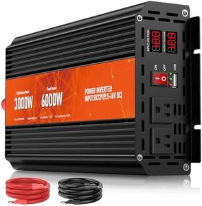 3000W Power Inverter,12V DC to AC 110V120V Peak Power 6000W with 2AC Outlets and 2.4USB Port,LCD Display Car Inverter for Outdoor Activities,Emergency