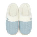 NineCiFun Women's Slip on Fuzzy Slippers Memory Foam House Slippers Outdoor Indoor Warm Plush Bedroom Shoes Scuff with Fur Lining size 9-10 light blue