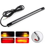 LivTee Universal 8" Flexible LED Light Strip with Tail Brake Stop Turn Signal Lights All-in-one for Motorcycle Scooter Quad Cruiser Off Road, Red/Amber