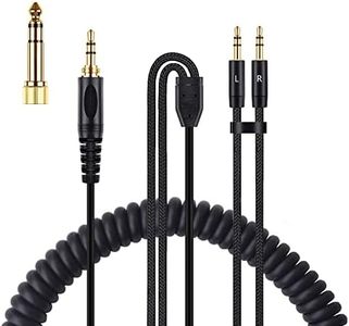 HE400SE Replacement Cable Cord for Hifiman HE4XX HE400SE HE400I(3.5mm Plug Version) Headphone Cable, 5.9Ft to 16Ft Coiled Cable (Dual 3.5mm Plugs)