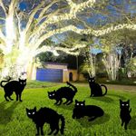 Halloween Black Cat Yard Signs, Halloween Decorations, Scary Silhouette Outdoor Halloween Decor for Yard Lawn Garden Made of Water Proof Plastic Corrugated Board