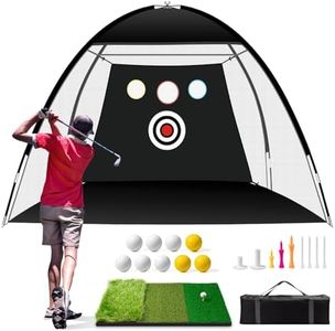 OYN Golf Net, 10x7ft Durable Golf Practice Net for Backyard Driving & Garage - All-in-1 Golf Hitting Net with Golf Mat, 9 Golf Balls, 9 Golf Tee, and Carry Bag for Training