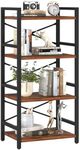 Yoobure 4 Tier Bookshelf - Small Book Shelf Industrial Bookcase, Narrow Book Case Book Storage Organizer for CD/Movie/Book, Bookshelves for Bedroom Office Living Room Berry Brown