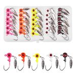 Crappie Jig Heads Kit for Fishing, 30pcs Underspin Jig Head with Spinner Blade Big Eye Swim Jig Head Fishing Hooks Set for Bass Trout Saltwater Freshwater 1/16oz 1/8oz 3/16oz