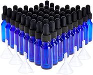 48 Count 0.5 oz Blue Glass Dropper Bottles and 6 Funnels (15 ml, 54 Pieces)