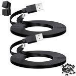 YEAOI 2-Pack 30 ft Cable for WYZE Cam Pan V3 Outdoor Camera, Micro USB 90 Degree Adapter, Flat Power Cord, Black