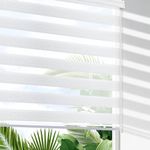 SHECUTE Zebra Blinds for Windows, 72H x 32W (Support Custom Size), White Dual Layer Zebra Window Shades, Light Filtering Room Darkening Day and Night Window Blinds for Home, Living Room, Bedroom