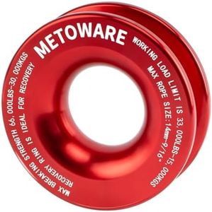 METOWARE Recovery Ring 66,000 LBS Snatch Block Pulley Towing Ring for ATV UTV SUV Truck Off-Road Vehicle (Red)